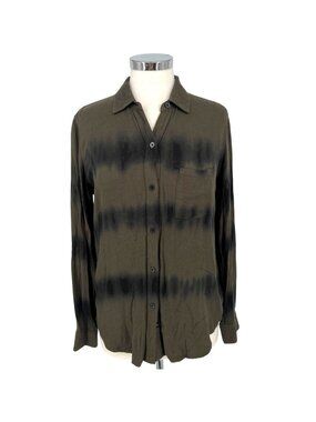 Rails Hunter Olive Black Waves Button-Down Shirt Womens Size Small
